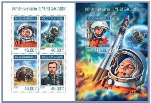 MOZAMBIQUE 2014 2 SHEETS m14104ab GAGARIN SPACE COSMONAUTS  