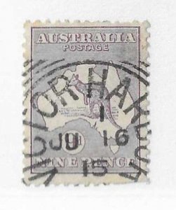 Australia Sc #9  9p lilac used with Victor Harbor squared circle VF