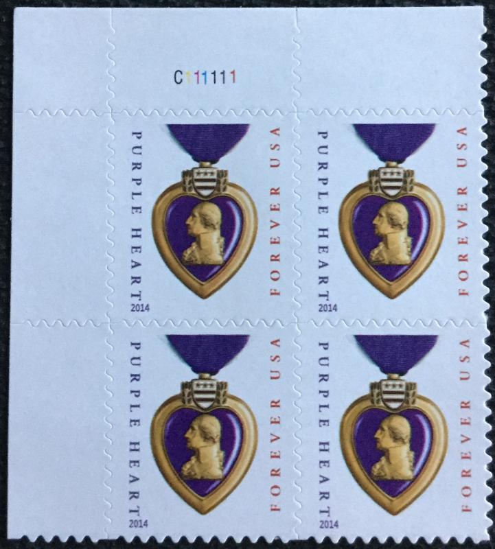 US #4704b MNH Plate Block of 4 Purple Heart (.49)