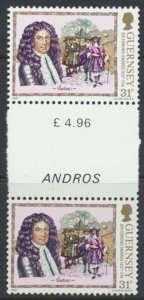 Guernsey  SG 402  SC# 354  Statesmen  Andros  Gutter pair MNH see scan 