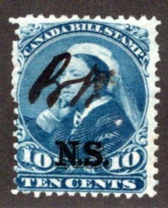 van Dam NSB11 - Nova Scotia Bill Stamp - 10c - Used, Canada Revenue