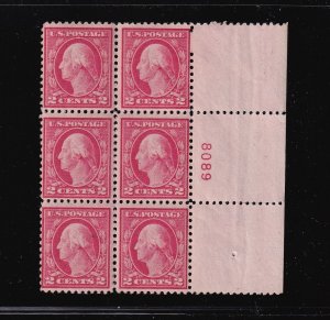 1917 Washington 2c carmine Sc 499 MNH with nice original gum OG, plate block (4X