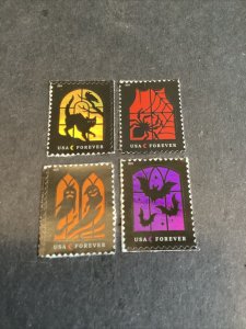 Scott #5420-23 2019 Spooky Silhouettes-2019-Set Of 4 Singles-or 4 block MNH-US