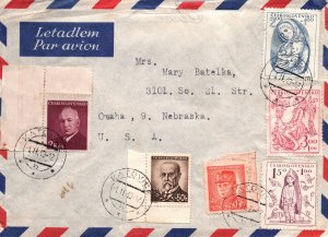 CZECHOSLOVAKIA AIRMAIL FROM KATOVICE TO NEBRASKA SELECTION OF 6 DIFFERENT 1948