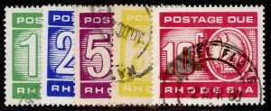 RHODESIA QEII SG D18-D22, 1970-73 POSTAGE DUE set, FINE USED. Cat £10. 