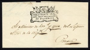 Guatemala, Stampless Letters Official mail, outer folded letter with Comanda...