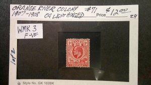 Orange River Colony 1907-1908 Scott# 71 F-VF Mint Light Hinged WMK 3