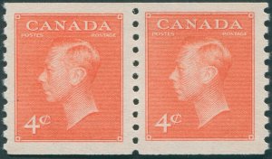 Canada 1951 4c vermilion Coil SG422a MNH pair
