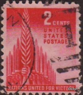 USA 1943 Sc#907, SG#904 2c Red United for Victory USED.