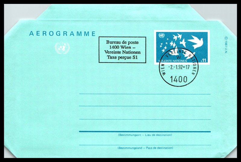 UN Vienna UC4 Aerogramme U/A FDC