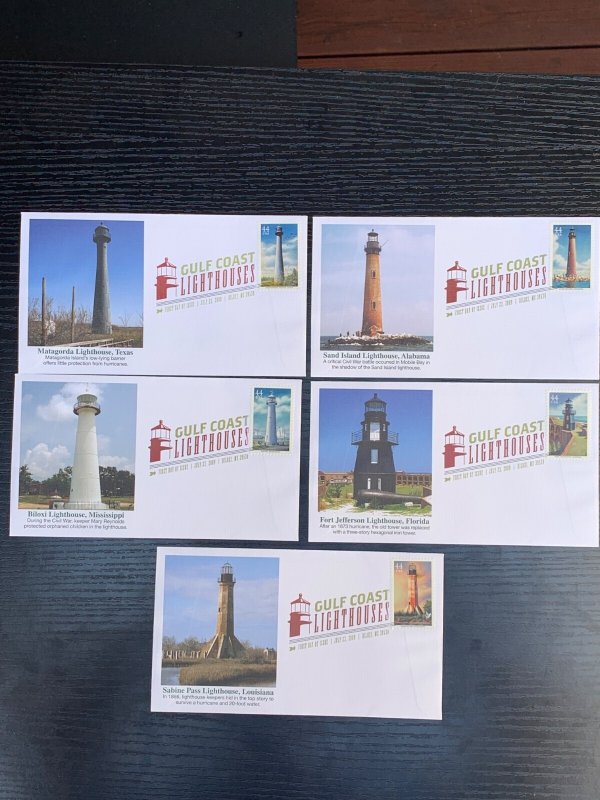 Stamps  US First Day Cover 62, Scott#4409-4413, Lighthouses, See Picture