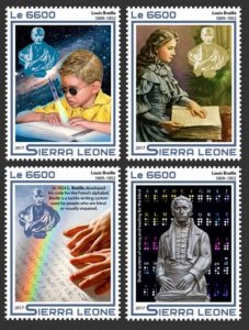 Sierra Leone - 2017 Inventor Louis Braille 4 Stamp Set Scott #4311-4 SRL17517a