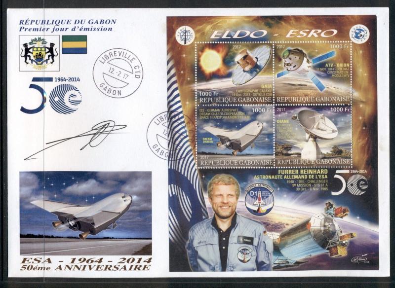  Space ESA Spacecraft Astronaut Reinhard Gabon FDC first day cover