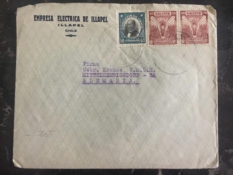 1931 Illapel Chile Commercial Electric Co Cover To Germany