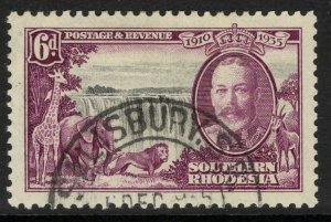 SOUTHERN RHODESIA SG34 1935 6d SILVER JUBILEE USED