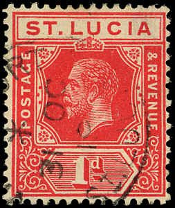 ST LUCIA Sc 65 F-VF/USED - 1912 1p King George V