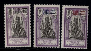 FRENCH INDIA  Scott 50-53 MH* set of 3 Brahma stamps