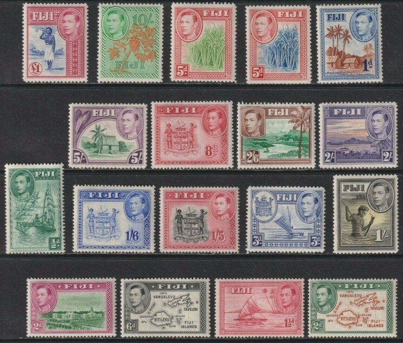 Sc# 117 / 131B 1938 Fiji ML-LMH King George VI portrait complete set CV $212.80