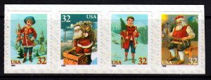 United States 1995 Christmas Complete Mint MNH Set Coil Strip SC 3017a