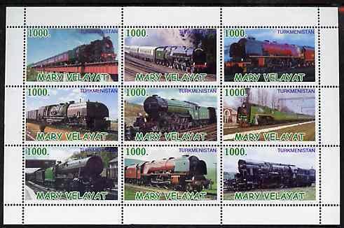 MARY VELAYET - 1998 - Steam Locos - Perf 9v Sheet - M N H -Private Issue