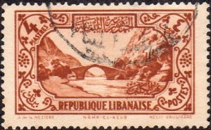 Lebanon 125 - Used - 4p Ancient Bridge / Dog River (1930) (cv $1.60) (1)