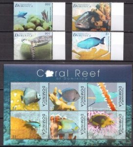 2009	Dominica	marine life fish set+klb MNH	228