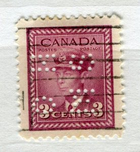 CANADA; 1942-48 early GVI issue OFFICIAL PERFIN issue fine used 3c. value