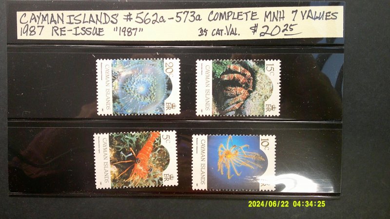 Cayman Islands 1987 SeaLife Re-Issue Scott# 562a-573a complete MNH XF