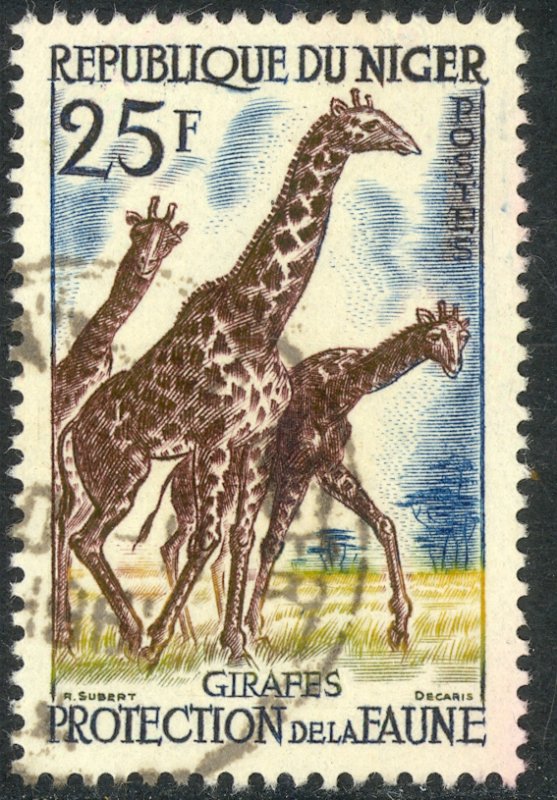 NIGER 1959-60 25fr GIRAFFE Pictorial Sc 97 VFU