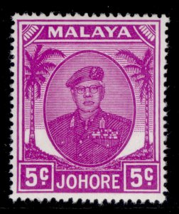 MALAYSIA - Johore GVI SG136a, 5c bright purple, NH MINT.