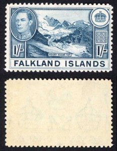 Falkland Is SG158b KGVI 1/- Dull Blue M/M Cat 38 pounds