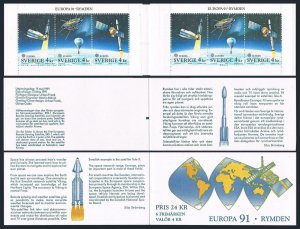 Sweden 1891-1893a booklet,MNH.Michel MH 159. EUROPE CEPT-1991.Space:Satellites.