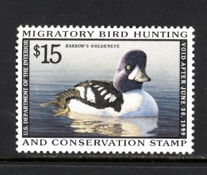 SCOTT RW65 1998 $15 BARROWS GOLDENEYE DUCK STAMP ISSUE MNH OG VF CAT $45!