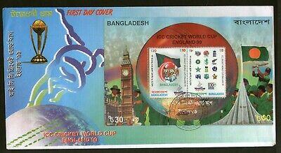 Bangladesh 1999 ICC Cricket World Cup England Flags Tiger M/s on FDC # 725