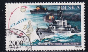 Poland 1991 Sc 3040 Sinking of the Bismarck 50th Anniversary Stamp Used