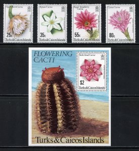 Turks and Caicos 471-75 MLH, Cactus Flowers Set from 1981.