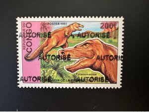 Congo 1998 Mi. 1526 overprinted overprint AUTHORIZES Dinosaur Tyrannosaurus T-Re