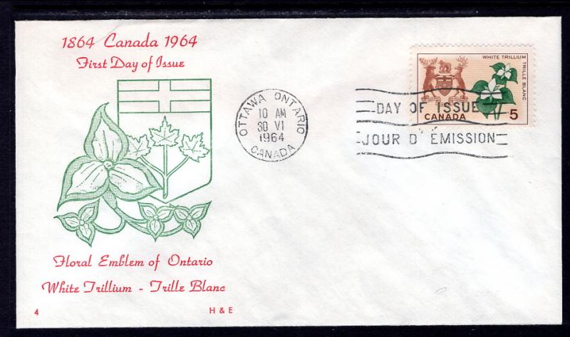 Canada 418 Coat of Arms Flower U/A FDC