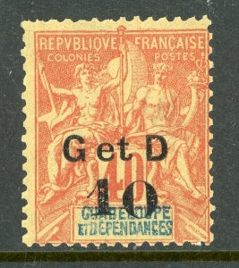 Guadeloupe 1900 French Colony 10¢/40¢ Red SG #54v-Dropped 0 Mint D969