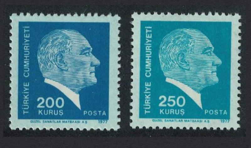 Turkey Kemal Ataturk 2v issue 1977 SG#2595-2596 SC#2062-2063 MI#2429-2430