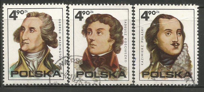 POLAND 2122, A-C  USED, AMERICAN REVOLUTION BICENTENARY