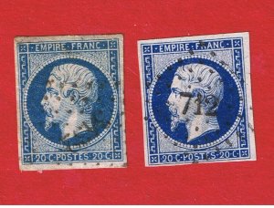 France  #15-15a  VF used  Emperor Napoleon lll  Free S/H