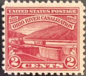 Scott #681 1929 2¢ Ohio River Canalization MNH OG