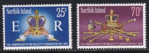 Norfolk Island # 229-230, Queen Elizabeth's Coronation 25th Anniv., NH, 1/2 Cat.