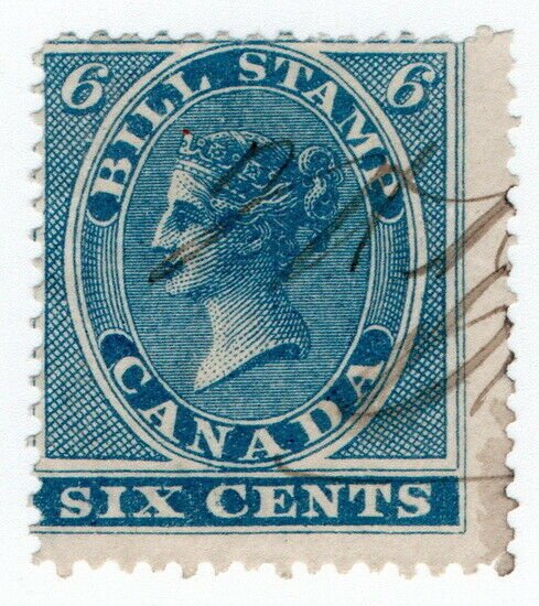 (I.B) Canada Revenue : Bill Stamp 6c (1864)
