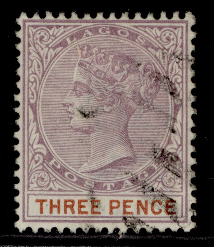 NIGERIA - Lagos QV SG32, 3d dull mauve & chetnut, FINE USED.