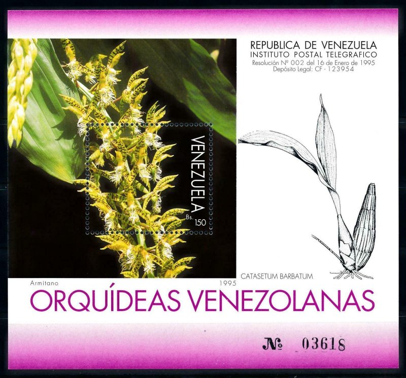 [79955] Venezuela 1995 Flora Flowers Blumen Orchids Souvenir Sheet MNH