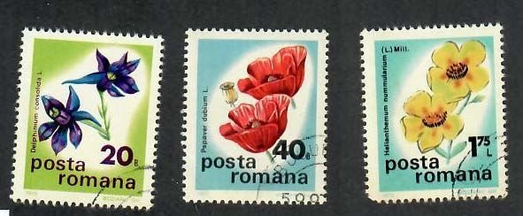 Romania; Scott 2575, 2576, 2578; 1975; Precanceled; NH; Flowers