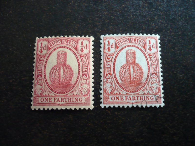 Stamps - Turks & Caicos - Scott# 36 - Used & M Never Hinged Part Set of 2 Stamps