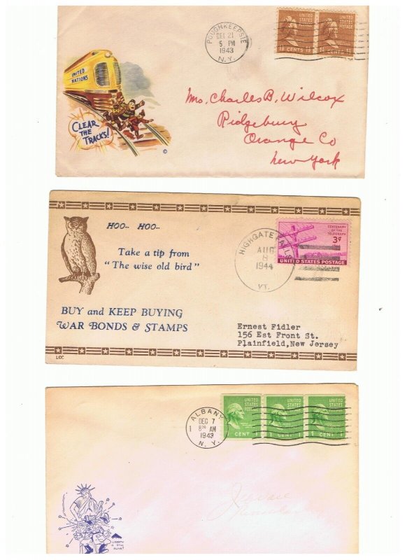 6  WWII patriotic covers postally used